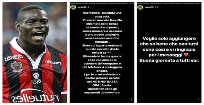 Balotelli denuncia insultos xenófobos: "Los racistas merecéis vivir solos hasta la muerte"