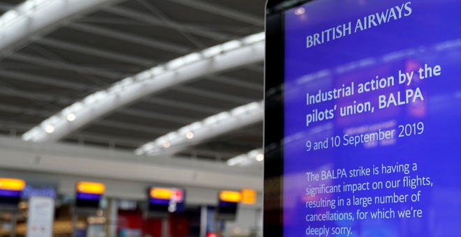 British Airways cancela 1.700 vuelos entre el lunes y martes por la huelga de pilotos