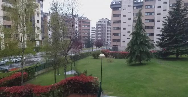 Caen los primeros copos de nieve del año en Oviedo