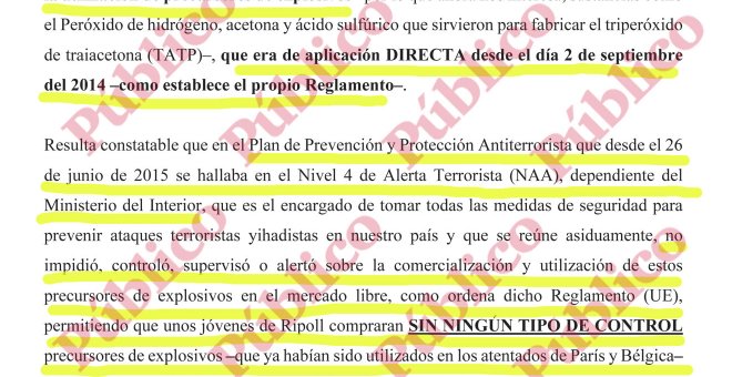 El Ministeri de l'Interior no va aplicar la normativa europea de precursors d'explosius que hauria pogut descobrir el comando del 17-A