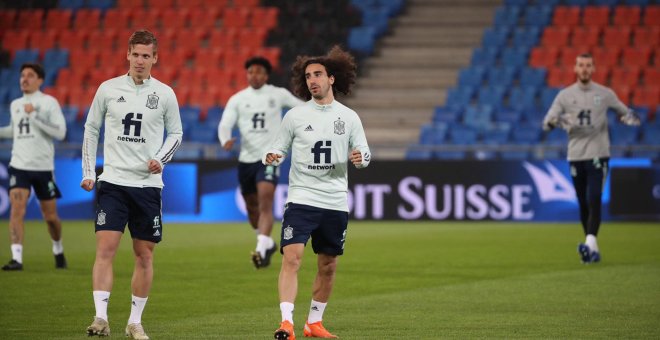 Entrenamiento de la Selección española en el estadio St. Jakob-Park de Basilea