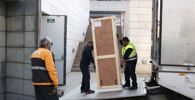 S'emporten cap a l'Aragó les darreres obres de Sixena del Museu de Lleida