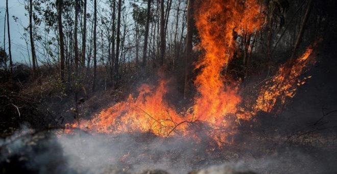 Activos cinco incendios forestales de los trece provocados este domingo en Cantabria
