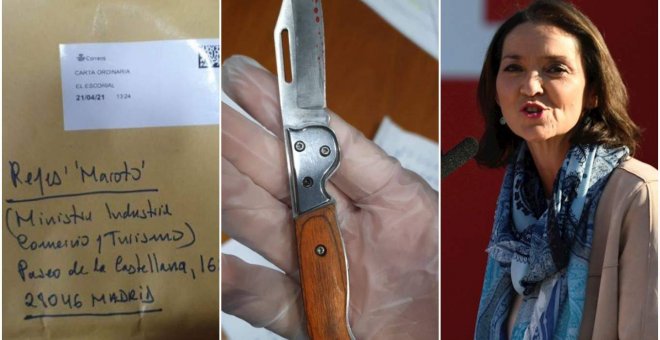 La ministra Reyes Maroto recibe un sobre con una navaja aparentemente ensangrentada