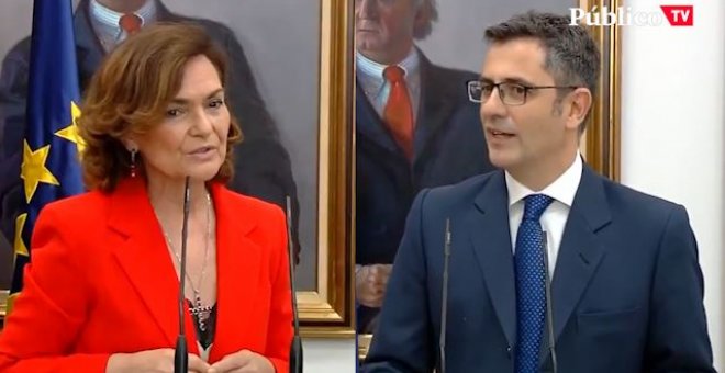 Carmen Calvo, sobre el traspaso de cartera a Félix Bolaños: "Es el más amoroso de la historia de la política española"