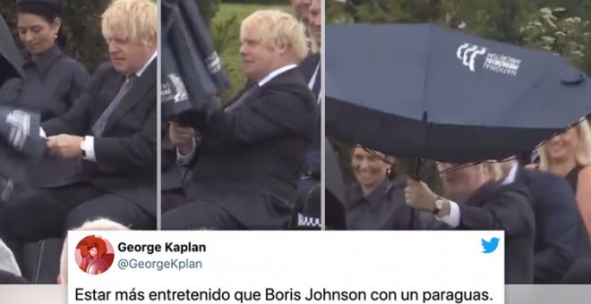 "Boris Johnson peleando con su propio paraguas en una ceremonia oficial es de lo mejor que he visto en mucho tiempo"