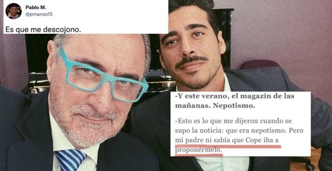 Las redes se mofan del hijo de Carlos Herrera por alardear de emprendedor tras heredar el programa de su padre