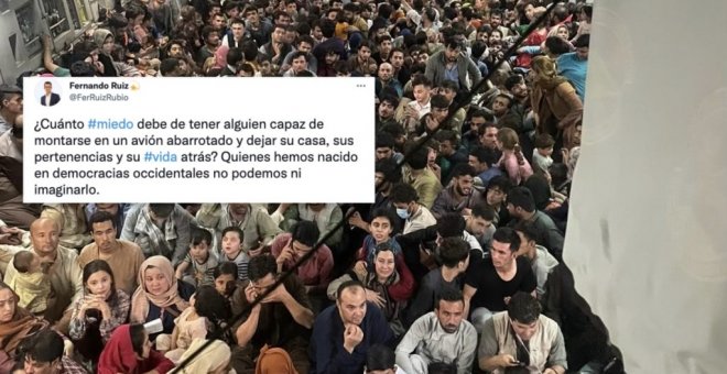 La imagen de la desesperación afgana: cerca de 640 personas dentro de un avión militar en Kabul