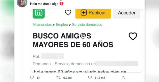 "Me ha dado un tirón en el alma": el mensaje de un hombre mayor buscando amigos que ha emocionado a los tuiteros