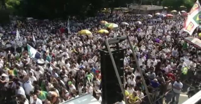 Protesta contra Bolsonaro en Sao Paulo para pedir su salida del gobierno brasileño