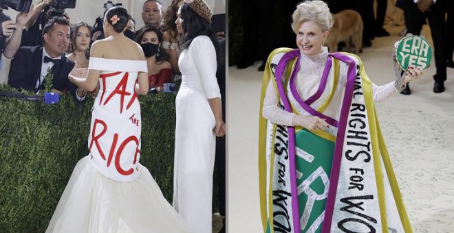El aplaudido vestido de Alexandria Ocasio-Cortez pidiendo más impuestos a los ricos, y otros looks de la gala Met 2021