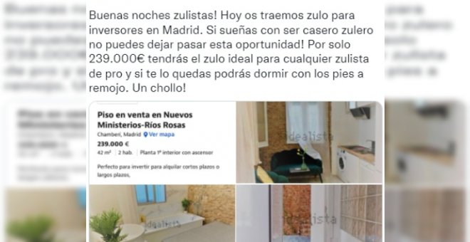 El nuevo zulo que causa indignación: "Si te lo quedas podrás dormir con los pies a remojo"