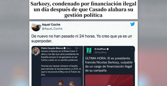 "Ahora Pablo Casado va a dirigirse a Sarkozy como 'ese francés del que usted me habla'"