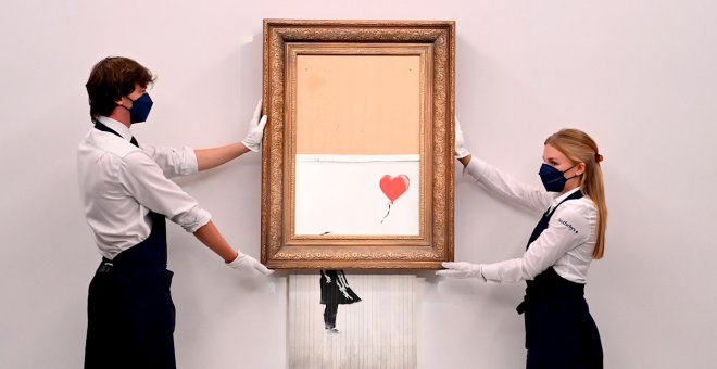 El cuadro destruido por Banksy se revende por 21 millones de euros