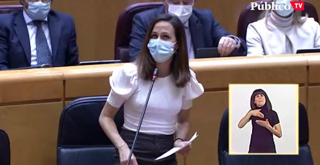 Ione Belarra: "Casi uno de cada tres niños estaba en riesgo de pobreza cuando gobernaba el PP en 2014 bajo la presidencia de M. Rajoy"