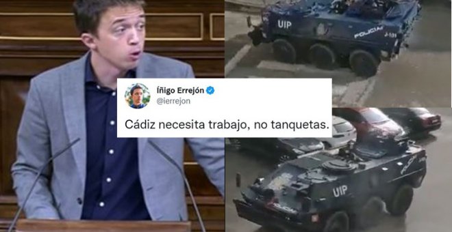 Errejón avisa al Gobierno sobre la tanqueta de Cádiz: "Es una imagen que el PP se podría permitir, pero ustedes no"