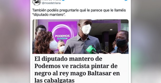 Críticas a un titular de 'El Español' que llama a Serigne Mbayé "el diputado mantero de Podemos"