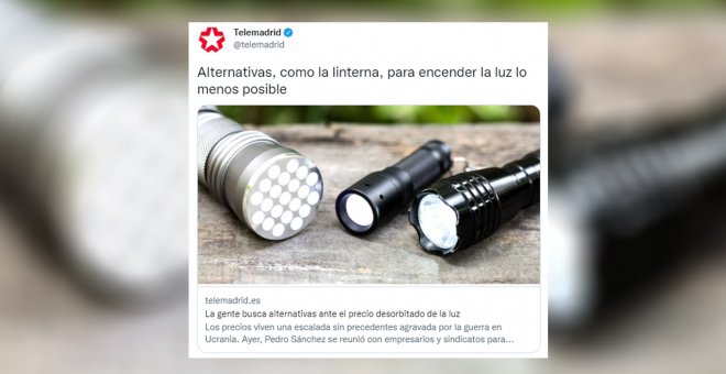 "La linterna para encender la luz lo menos posible": la noticia con la que los tuiteros se echan las manos a la cabeza