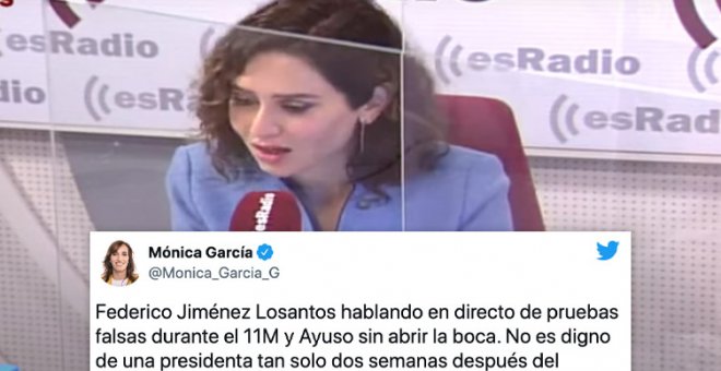 Indignación por el silencio de Ayuso ante las teorías conspiranoicas de Losantos sobre el 11M