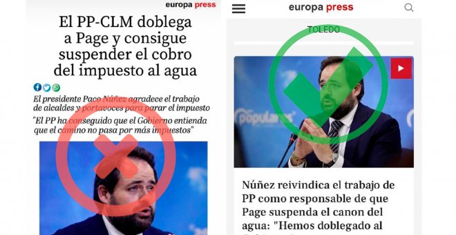 Dirigentes del PP de Castilla-La Mancha manipulan el titular de una agencia de noticias y lo difunden como si fuera real