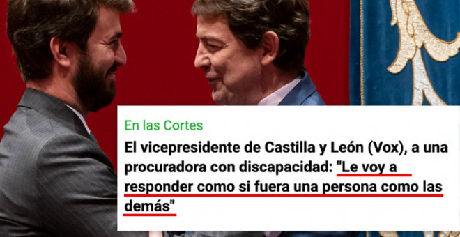Indignación por las palabras del vicepresidente de Castilla y León a una procuradora con discapacidad: "Esto es la ultraderecha. Nauseabundo"