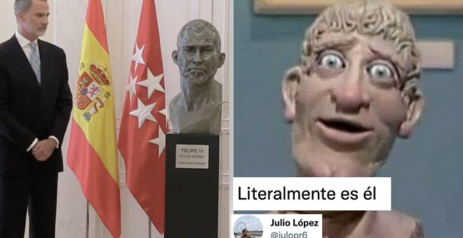 Las reacciones al busto de 110.000 euros de Felipe VI presentado por Ayuso: "No vale para nada pero decora. Es él, literal"