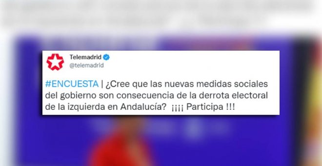 La disparatada encuesta de Telemadrid a la que acusan de propaganda: "Te tienes que reír"