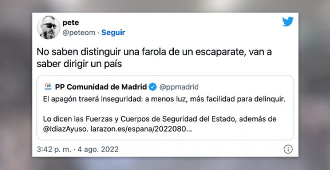 El PP y Villacís dicen que las medidas de ahorro energético traerán inseguridad y les llueven las respuestas: "¿Los escaparates nos protegen? Jajaja"