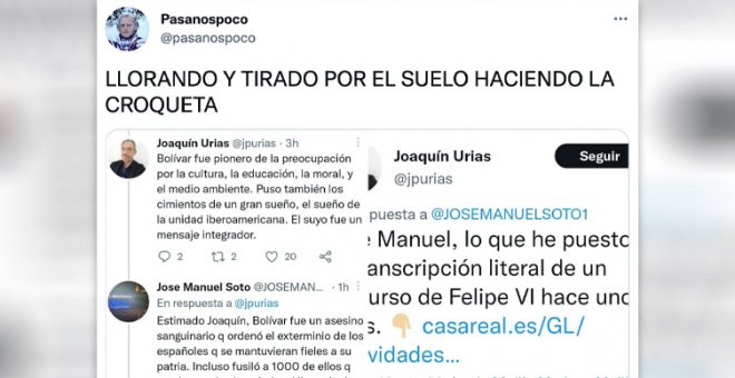 La elocuente respuesta de Joaquín Urías a José Manuel Soto sobre Felipe VI y Simón Bolívar