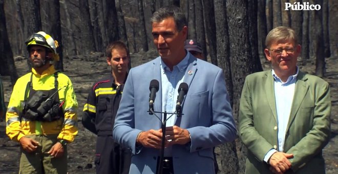 Pedro Sánchez anuncia que el Gobierno declarará como "zona catastrófica" todos los territorios afectados por los incendios de este año