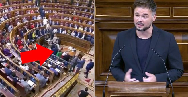 Rufián retrata a Vox y su indignada protesta en el Congreso por el minuto que Felipe VI tuvo que esperar a Sánchez