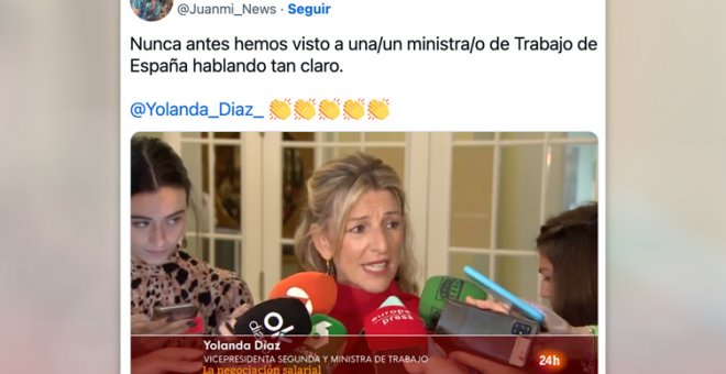 Aplausos a las nítidas palabras de Yolanda Díaz sobre la patronal: "Las cosas claras y el chocolate espeso"