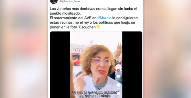 El vídeo viral de una mujer que recuerda que el AVE a Murcia llegó soterrado "gracias a la población"