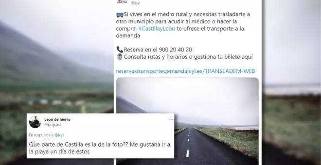 Cachondeo por la foto que ha utilizado la Junta de Castilla y León en un tuit: "Ya tenemos playa"