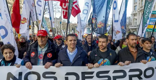 La manifestación de la Policía y la Guardia Civil contra la ley mordaza pincha pese al apoyo de PP, Ciudadanos y Vox