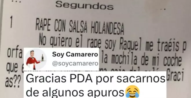 "No quiero el rape": el mensaje 'codificado' de una camarera en apuros a través de la comanda de un restaurante