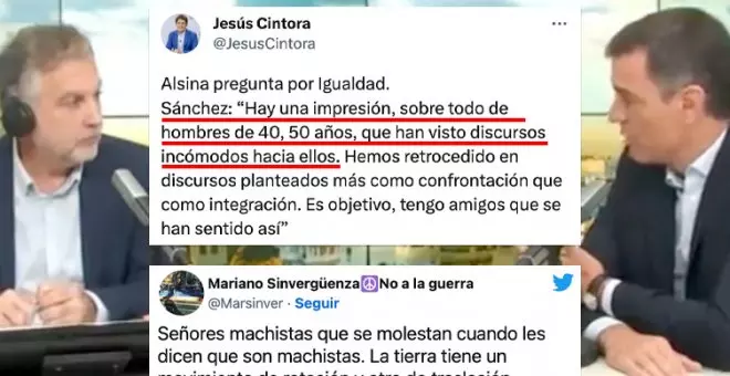 Críticas a la respuesta de Sánchez a Alsina sobre el feminismo: "Señoros hablando para señoros de cosas de señoros"