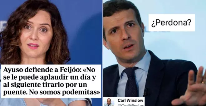 Ayuso habla de su lealtad hacia Feijóo y todos piensan lo mismo: "Casado ríe con amargura"