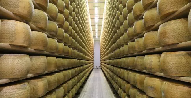 Muere un empresario italiano al ser aplastado por 25.000 quesos Grana Padano