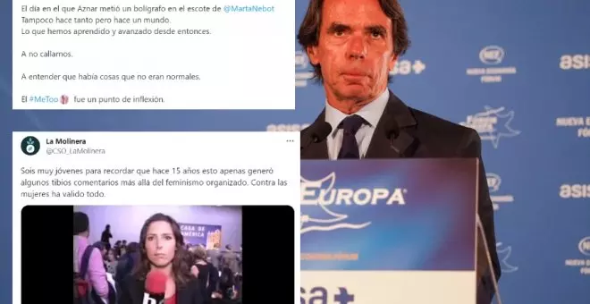 Las redes recuerdan el día que Aznar le metió un bolígrafo en el escote a Marta Nebot: "Lo que hemos aprendido y avanzado desde entonces"