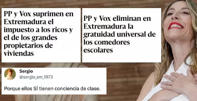 "Duros con los débiles y serviles con los poderosos": las medidas del Gobierno de Extremadura explicadas en tuits
