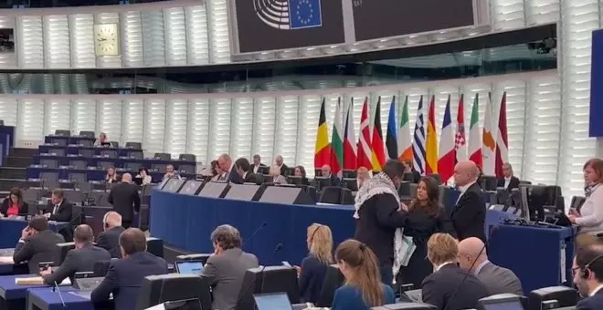 El Parlamento Europeo prohíbe al eurodiputado de IU Manu Pineda intervenir con el pañuelo palestino