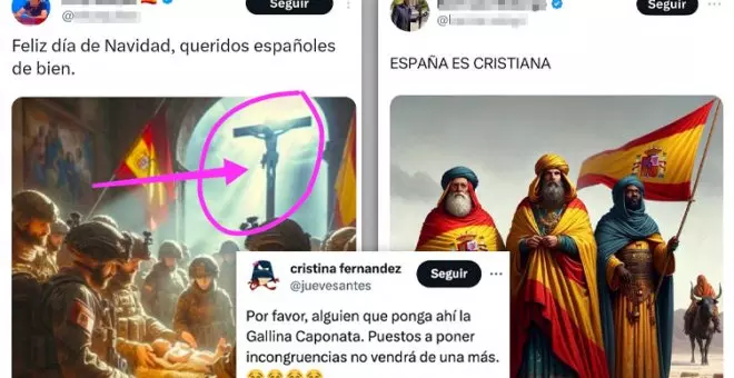 "Eres más ridículo que un facha con IA": las grotescas postales navideñas de la ultraderecha