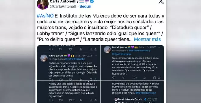 Críticas en las redes a la nueva directora del Instituto de las Mujeres: "La transfobia no nos representa"