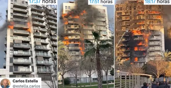 El hilo de vídeos de un tuitero que muestra cómo se extendió el fuego en València