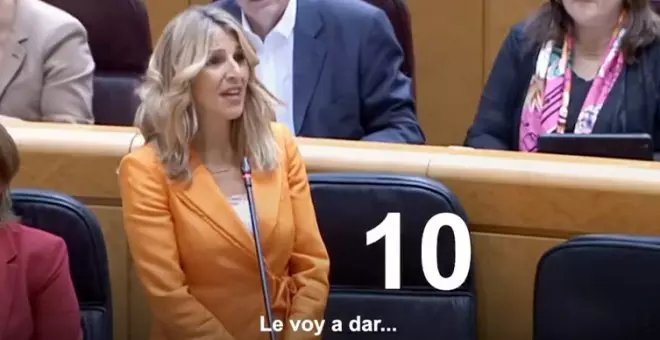 Yolanda Díaz recupera sus famosos "datos" y ahora se marca diez ante el PP: "Para no parar de aplaudir"