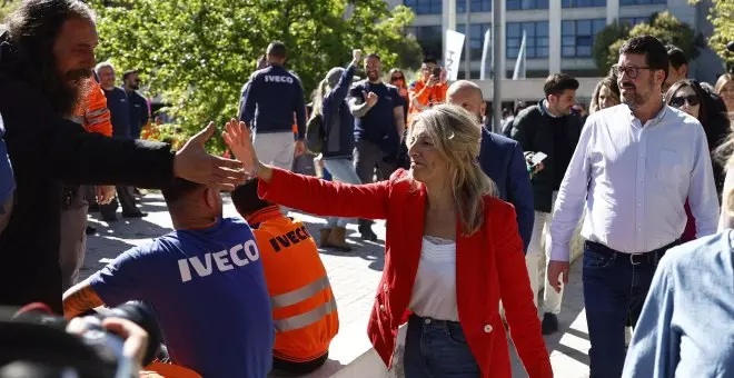 Yolanda Díaz apoya a los trabajadores de IVECO en su huelga: "La subida del 1% es una indecencia en nuestro país"