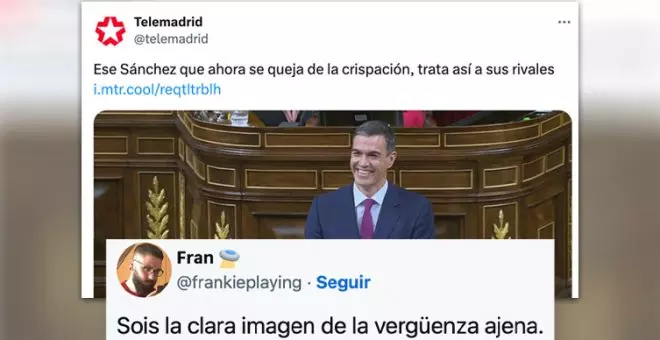 "Luego os quejáis de que os llamen TeleAyuso": el bochornoso tuit de Telemadrid sobre Pedro Sánchez