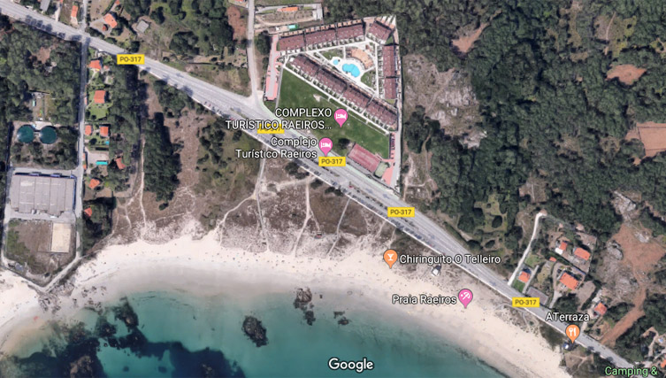 Foto de la urbanización de cháles en O Grove tomada por Google Earth.