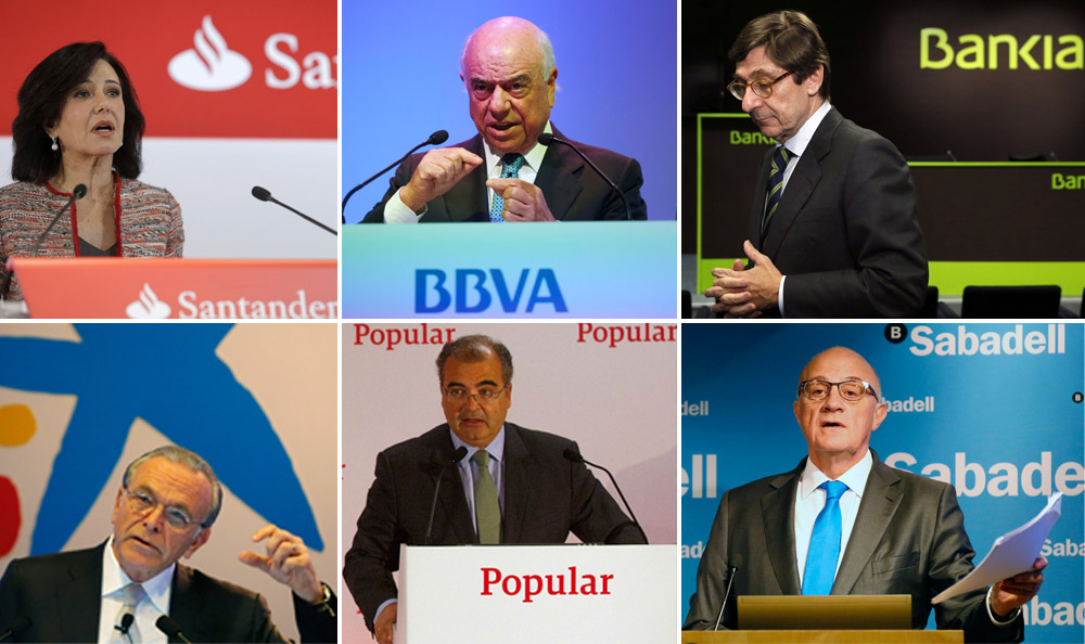Resultado de imagen de Banco Santander, BBVA, CaixaBank, Bankia y Sabadell